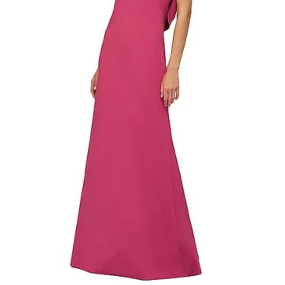 Kay Unger Pippa Berry Sorbet Pink Embellished Cowl Back Trumpet Gown - Picture 4 of 7